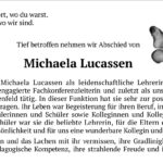Tief betroffen nehmen wir Abschied von Michaela Lucassen